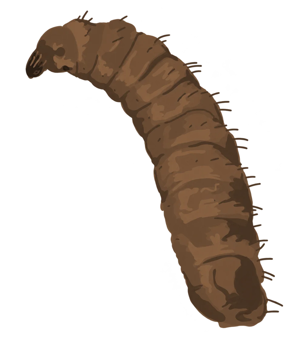 Illustration of the black soldier fly prepupa stage